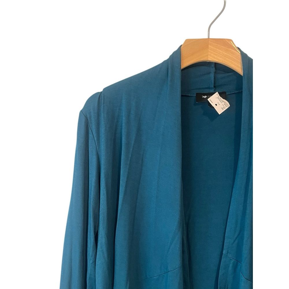 AB Studio Women's Cardigan Teal Extra Small Long Sleeve Duster - Picture 3 of 11